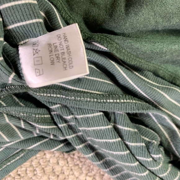 Heyson Womens Shirt Top Size Medium Dark Forest Green Striped Oversized Pullover - Picture 11 of 11